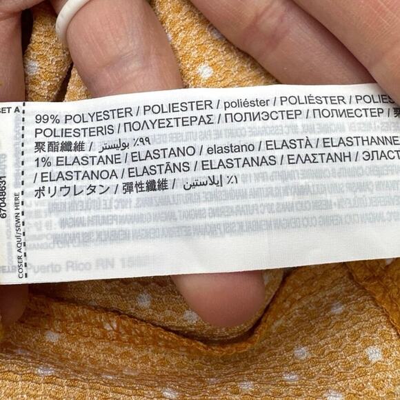 NWOT Women’s Mango MNG Yellow Polka Dot Bubble Short Sleeve Wrap Dress Size 6 - Picture 4 of 4